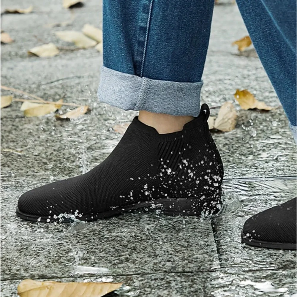 SOLD VIVAIA Square-Toe Water-Repellent Black Ankle Chelsea Boots (Ryan) Size 39 - Picture 6 of 15
